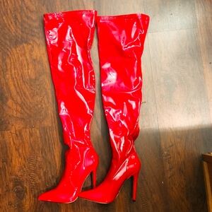 Shoedazzle Heeled Red Boots Size 9